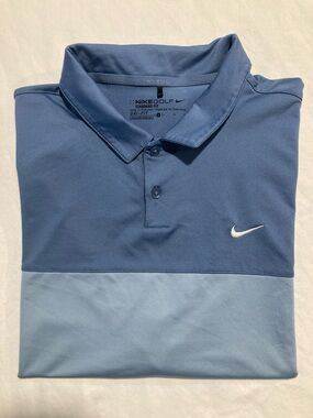Nike Golf Two-Tone Blue Colorblock Polo Standard Fit Dri-Fit (069)